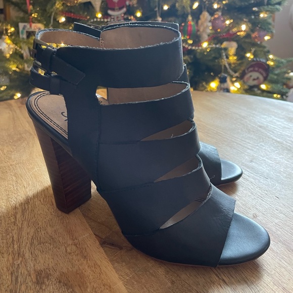 Splendid Black Leather Stacked Heel Sz 6 - Picture 3 of 7